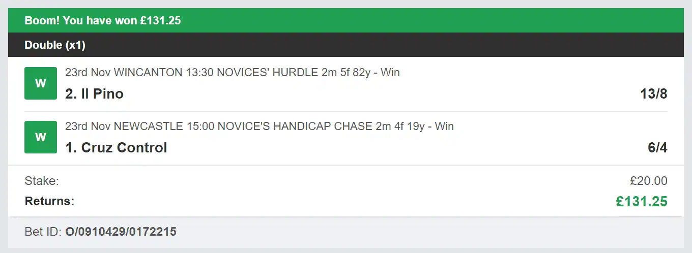 Bet Tips Of The Day - Winner - Double - 2023-11-23