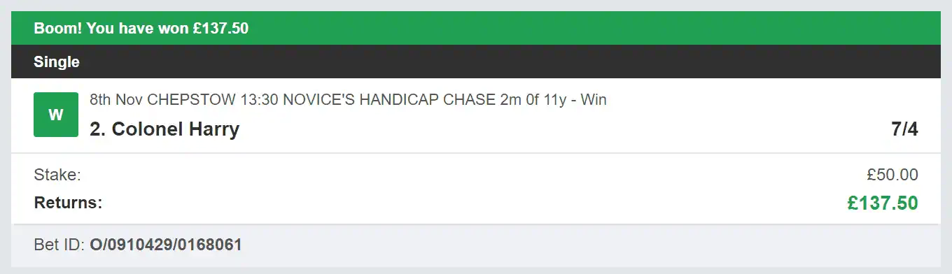 Bet Tips Of The Day - Winner 1 - 2023-11-08