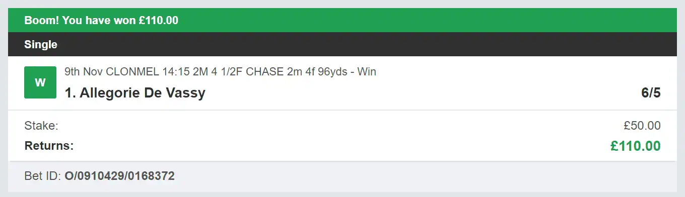 Bet Tips Of The Day - Winner 1 - 2023-11-09
