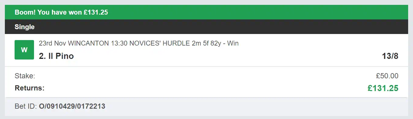Bet Tips Of The Day - Winner 1 - 2023-11-23