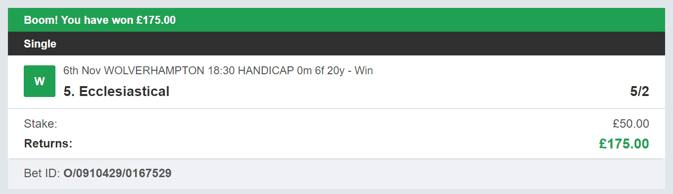 Bet Tips Of The Day - Winner 2 - 2023-11-06